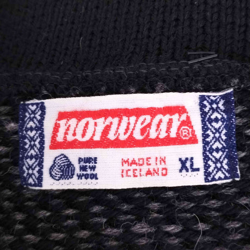 アイスランド製 総柄 ハーフジップニット メンズ  XL